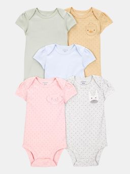 Carter's - Baby Girl Multi-Color Animal Cotton Onesies (Pack of 5)