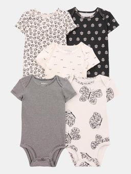 Carter's - Baby Girl Multi-Color Striped Butterfly Cotton Onesies (Pack of 5)