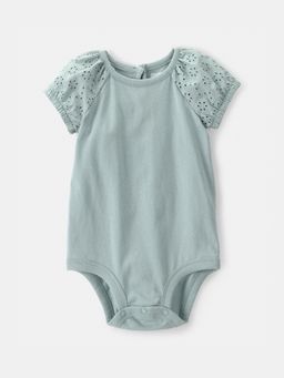 Oshkosh B'gosh - Baby Girl Green Eyelet Solid Onesie