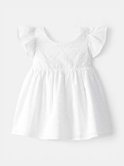 Oshkosh B'gosh - Baby Girl White Swiss Dot Ruffle Dress with Bloomer