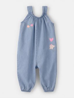 Carter's - Baby Girl Navy Blue Embroidered Chambray Sleeveless Jumpsuit