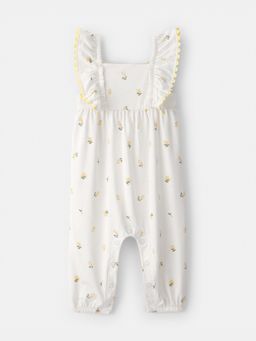 Carter's - Baby Girl White Ruffle-Sleeve Lemon Jumpsuit