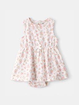 Carter's - Baby Girl White Floral Sleeveless Dress with Attached Bloomer