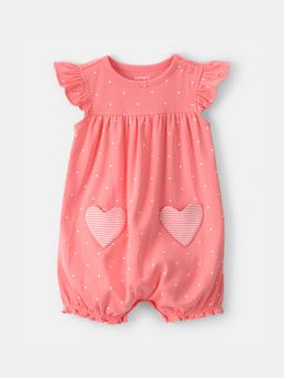 Carter's - Baby Girl Pink Heart Pocket Romper