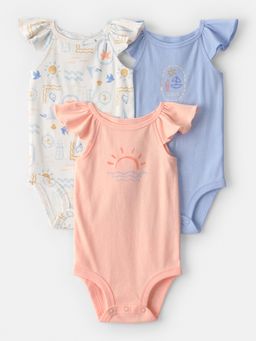 Carter's - Baby Girl Multi-Color Beach Flutter-Sleeve Onesies (Pack of 3)