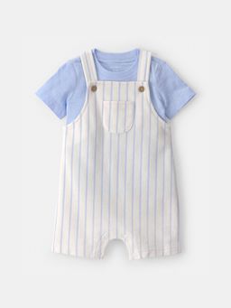 Carter's - Baby Boy White Stripe Dungaree with T-shirt