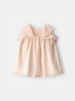 Carter's - Baby Girl Beige Floral Flowy Dress with Bloomer