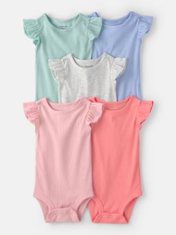 Carter's - Baby Girl Multi-Color Ruffle-Sleeve Onesies (Pack of 5)