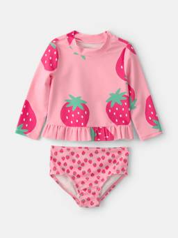 Carter's - Baby Girl Pink Strawberry Rashguard Swimsuit Set