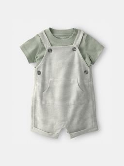 Carter's - Baby Boy Green Striped Dungaree with T-shirt