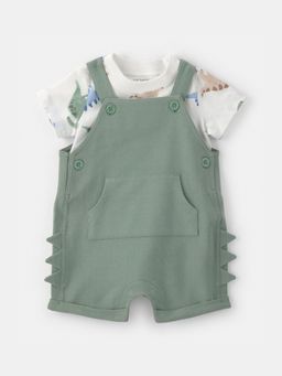 Carter's - Baby Boy Green Dinosaur Dungaree with T-shirt