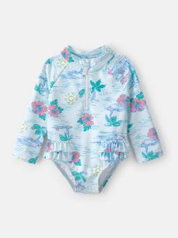 Carter's - Baby Girl Blue Beach Long-Sleeve Swimsuit