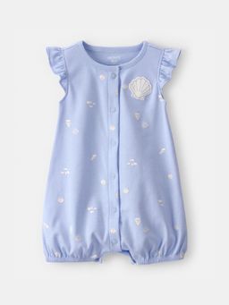Carter's - Baby Girl Blue Shell Flutter Sleeve Romper
