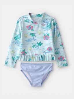 Carter's - Girls Blue Beach Long-Sleeve Rashguard Swim Set