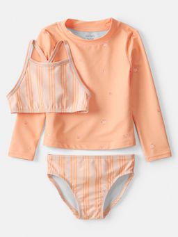 Carter's - Girls Orange Sleeveless Rashguard Swimwear Set
