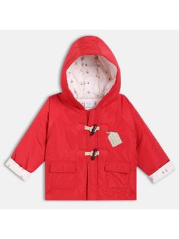 MINI KLUB - Red Cotton Full Sleeve Solid Hoodie