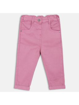 MINI KLUB - Pink Cotton Solid Denim Jeans