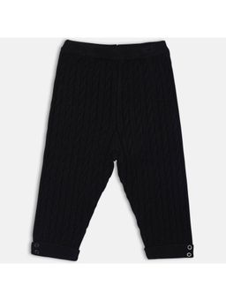 MINI KLUB - Black Cotton Solid Knit Woven Pant