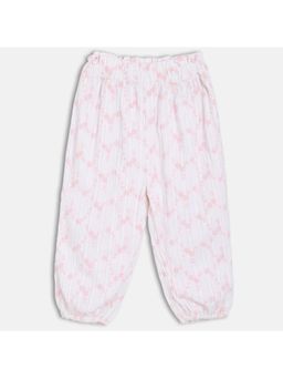 MINI KLUB - White Cotton Floral Printed Self Design Pant