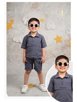 Little Collars - Grey Trendy Uber Cool Zippered Co-Ord