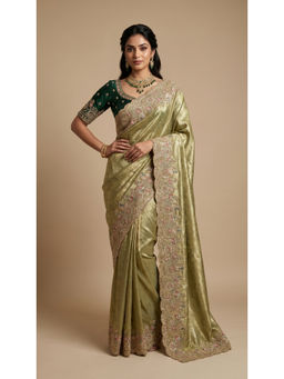 Dress & Dazzle - Mint Green Silk Saree