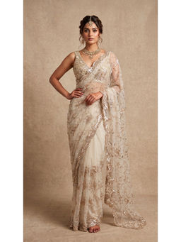 Dress & Dazzle - Ivory Net Heavy Saree