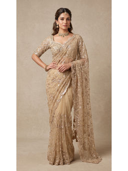 Dress & Dazzle - Gold Net Heavy Saree