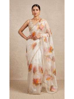 Dress & Dazzle - White Organza Saree