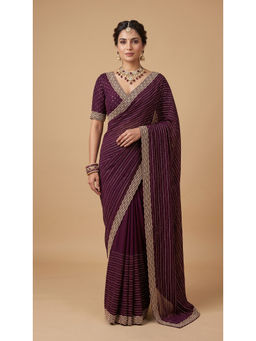Dress & Dazzle - Wine Shimmer Saree