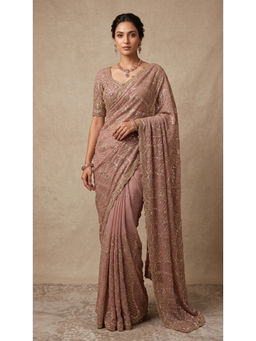 Dress & Dazzle - Rose Gold Tissue Saree