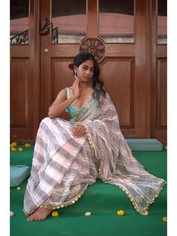 Forreal - White Roshana Saree