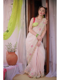 Forreal - White Shiraz Saree