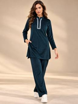 KIZA - Teal Women’s Premium Velvet Co-ord Set
