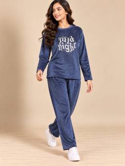 KIZA - Navy Women’s Premium Velvet Co-ord Set