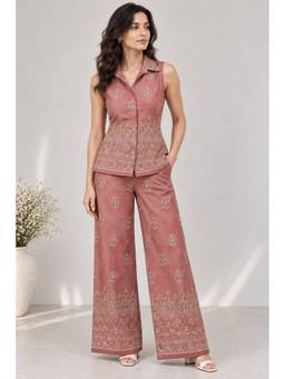 HOUSE OF MIRA - Rust Printed Sleeveless Co-ord Set