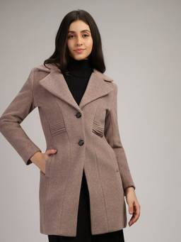 HONNETE - Dustyrose Stylish Solid Design Winter Coat