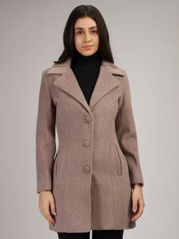 HONNETE - Dustyrose Stylish Solid Design Winter Coat