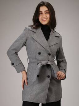 HONNETE - Dark Grey Stylish Solid Design Winter Coat