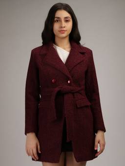 HONNETE - Red Stylish Solid Design Winter Coat