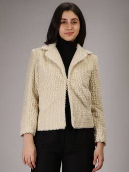 HONNETE - Beige Solid Design Winter Coat