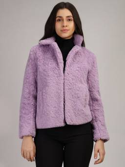 HONNETE - Lavender Solid Design Winter Coat