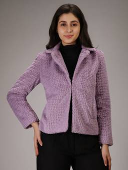 HONNETE - Purple Solid Design Winter Coat