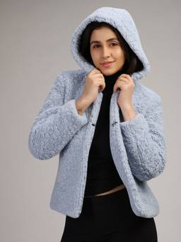 HONNETE - Skyblue Hoodie Design Winter Coat