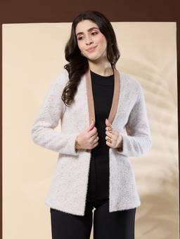 Latin Quarters - Fur Blue Full Sleeve Casual Shrug