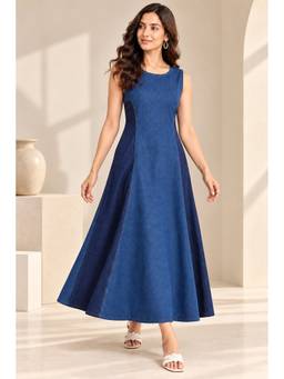 STUDIO MISRI - Women’S Blue Panelled Maxi Dress