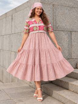 ZUMMER - Pink Printed Dress with Jacket