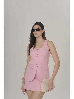 VALESI - Pink Crepe Celina Top and Skirt