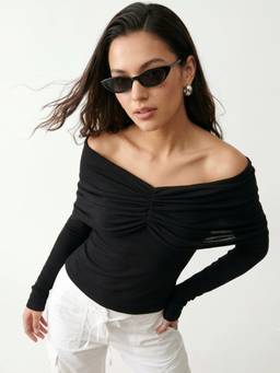 Outzidr - Women Black Polyester Full Sleeves Top