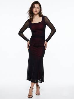 Outzidr - Women Black Polyester Bodycon Dress