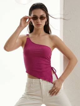 Outzidr - Women Mauve Polyester Sleeveless Tank Top